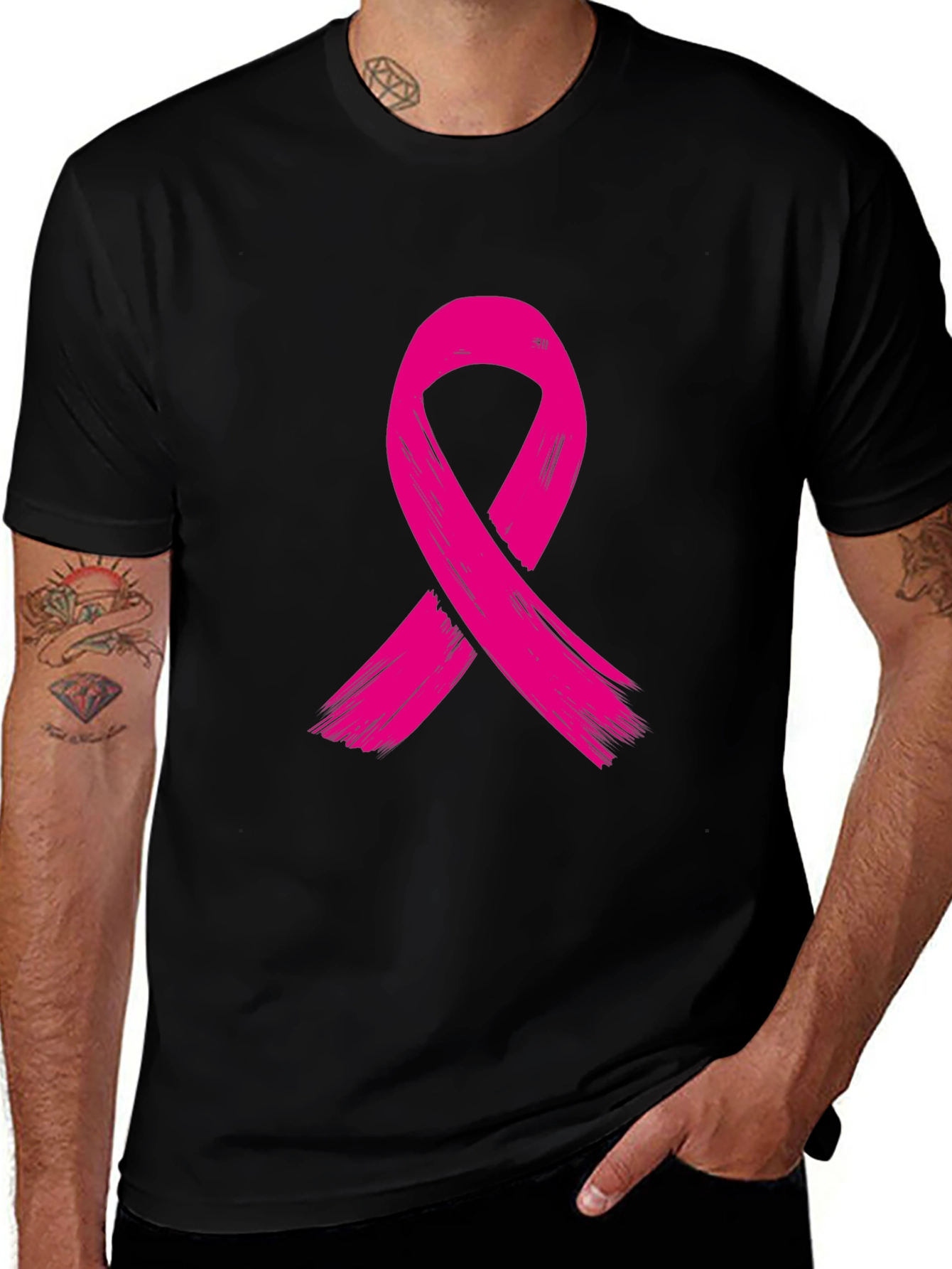 Variant 2 of Pink Ribbon Awareness Black T-Shirt