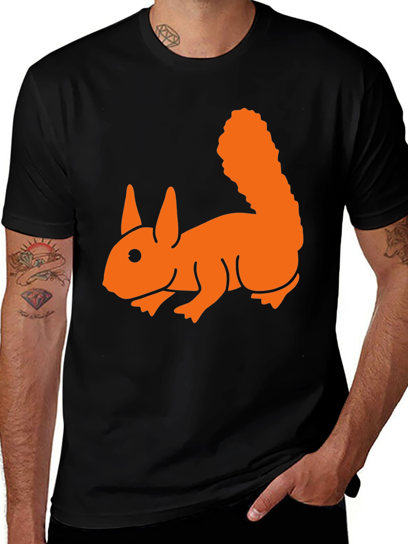 Variant 6 of Squirrel Graphic Tee - Soft Black Cotton