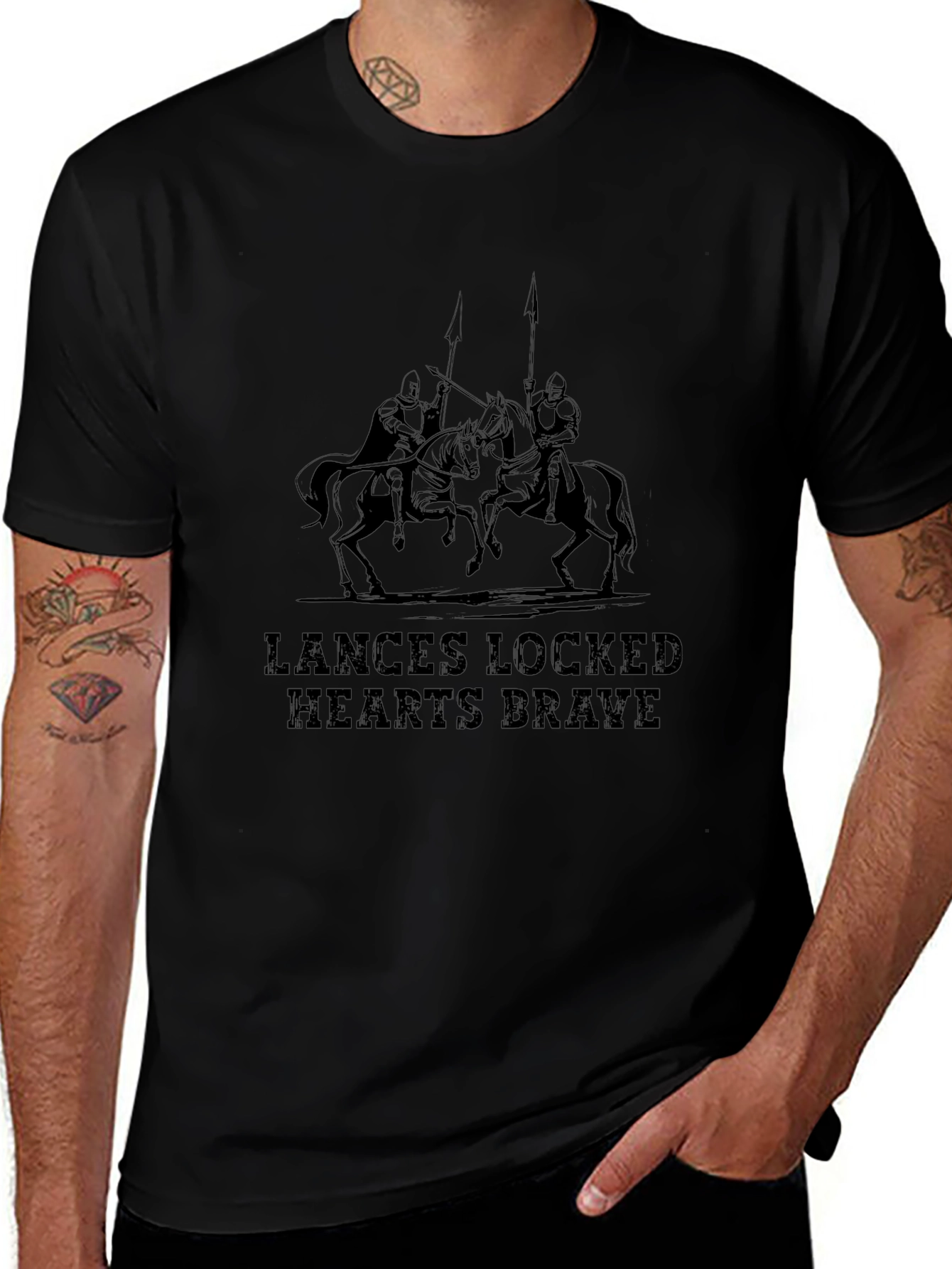 Variant 15 of Knights Duel T-Shirt - Lances Locked Brave Hearts