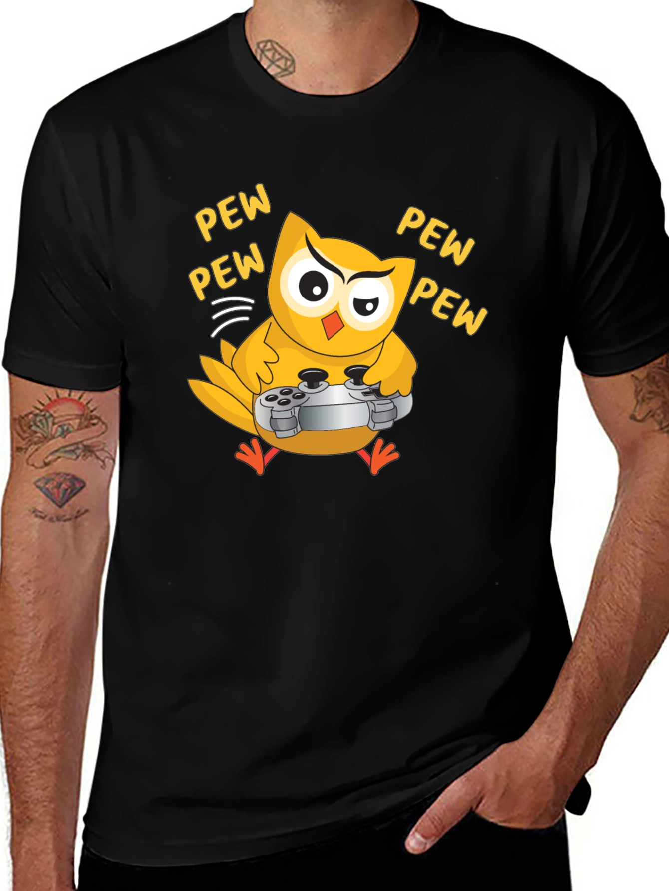 Gamer Owl T-Shirt - Pew Pew Design