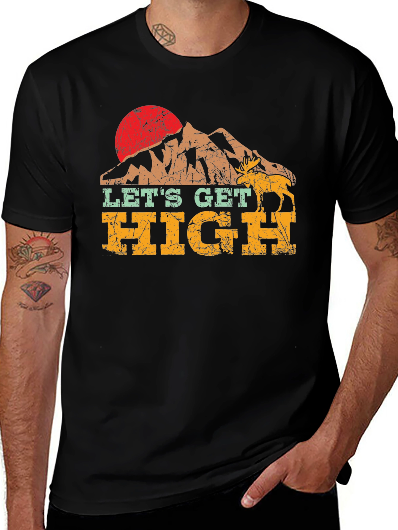 Variant 30 of Let's Get High Graphic Tee - Mountain Moose Adventure Shirt