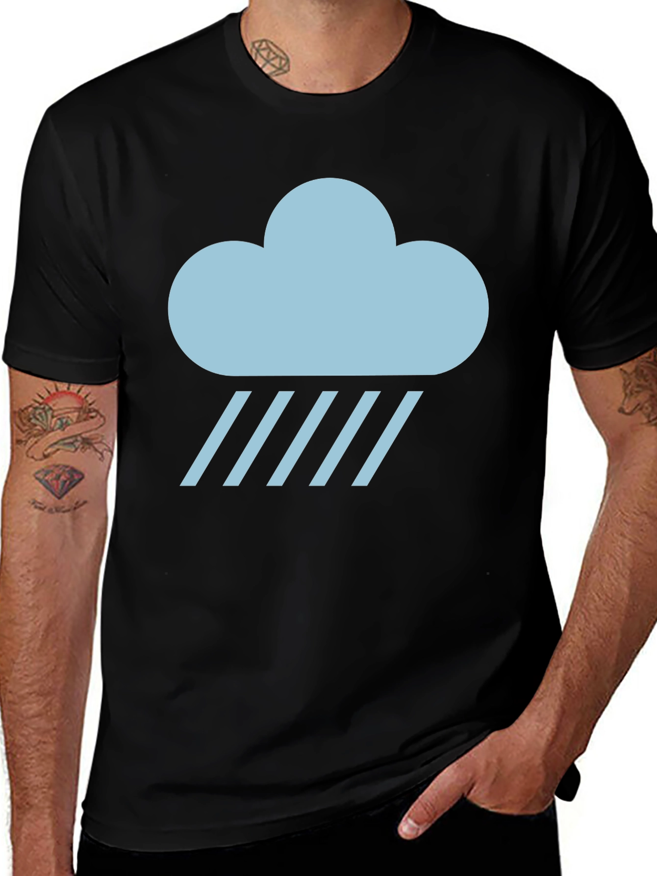 Variant 15 of Rainy Cloud Graphic T-Shirt - Black