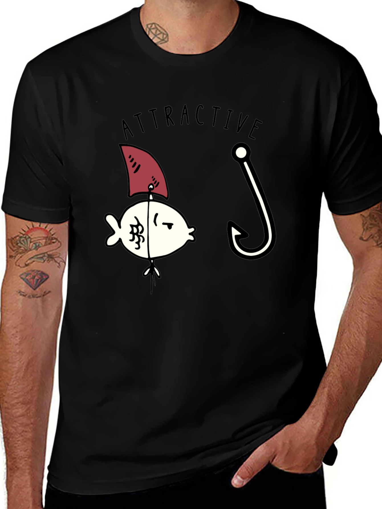 Attractive Fish Graphic T-Shirt - Funny Design