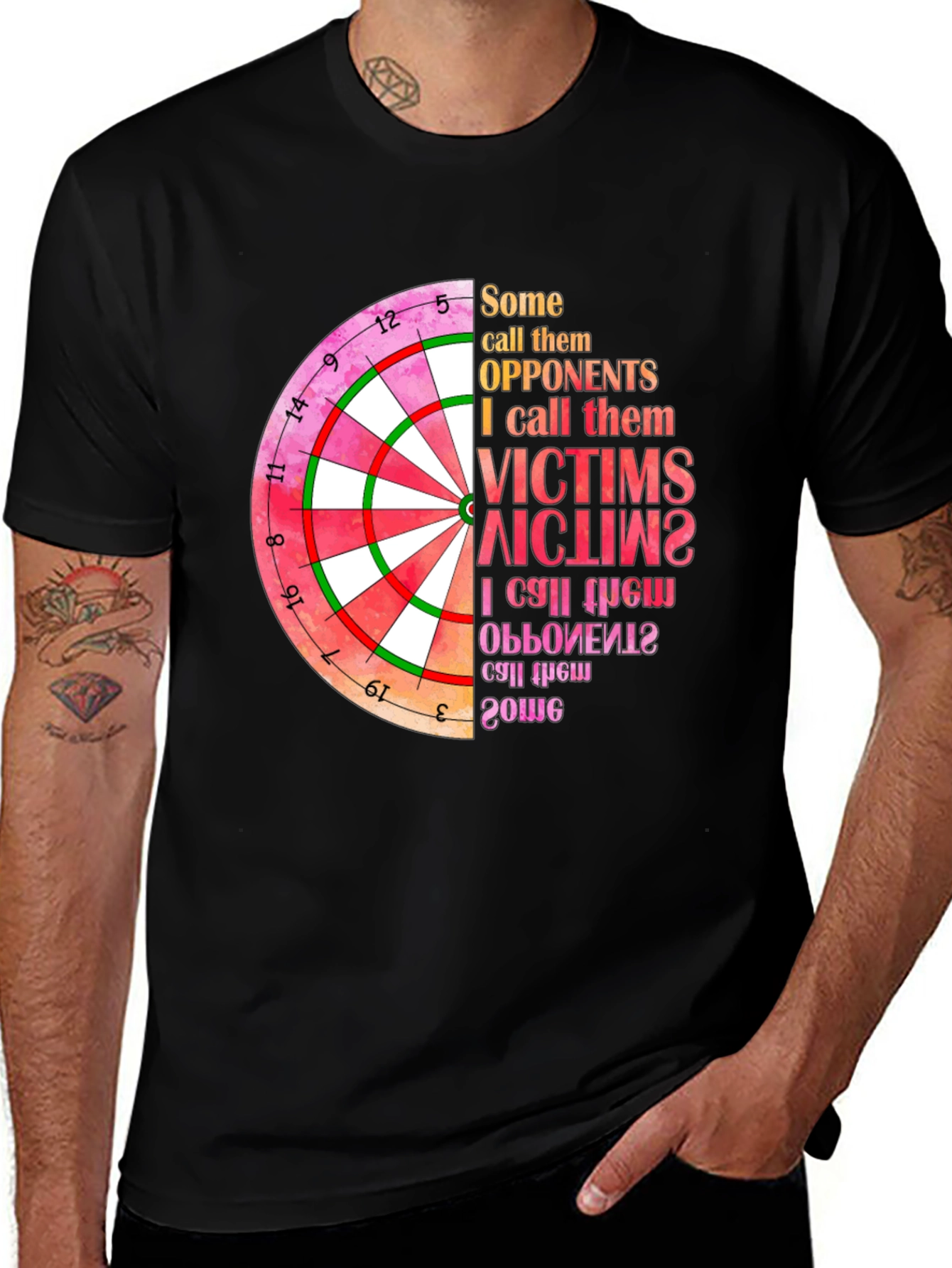 Variant 22 of Dartboard Graphic T-Shirt: Opponents to Victims