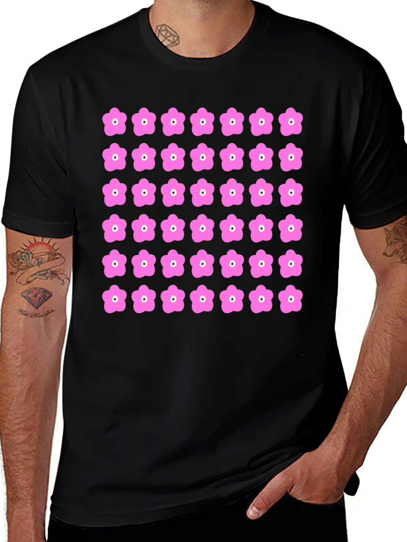 Variant 4 of Floral Patterned Black T-Shirt