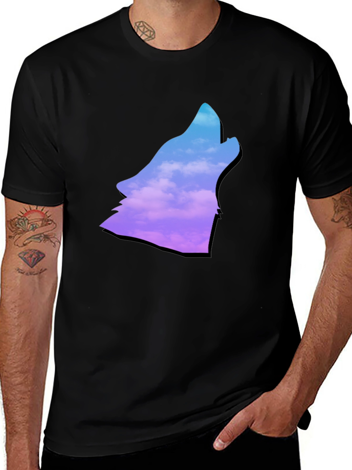 Wolf Howl T-Shirt - Cloudscape Silhouette