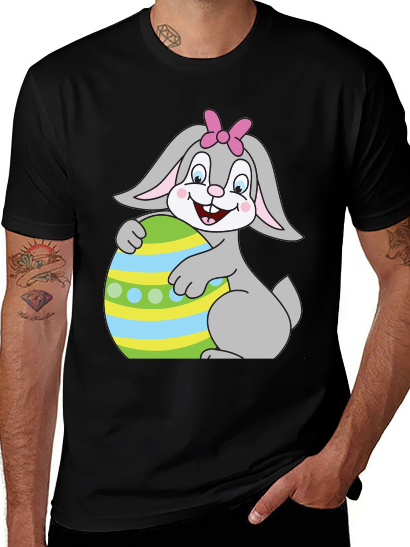 Variant 16 of Easter Bunny Hugs Egg - Men's Graphic Tee
