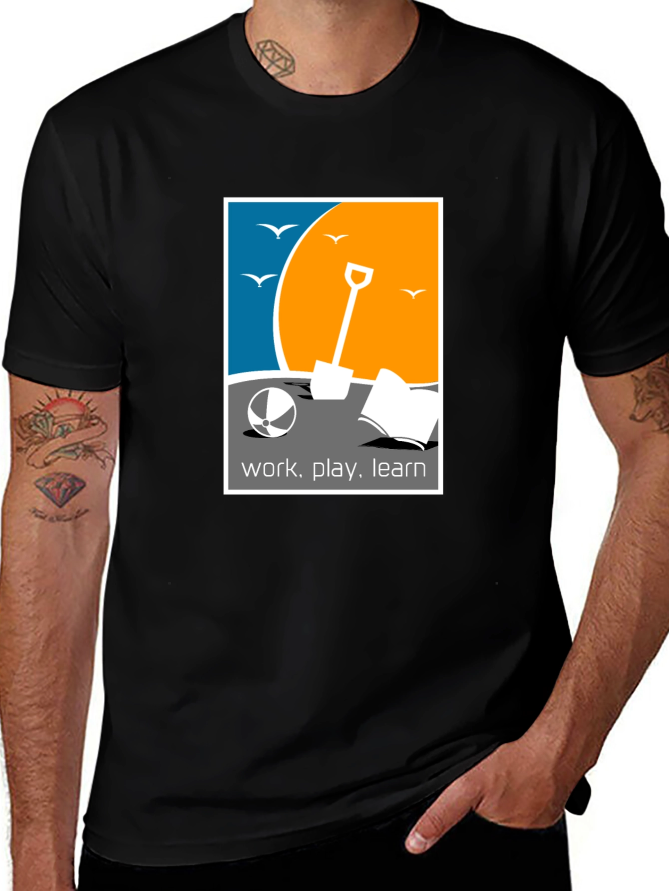 Variant 21 of Work Play Learn Graphic Tee - Black Cotton T-Shirt