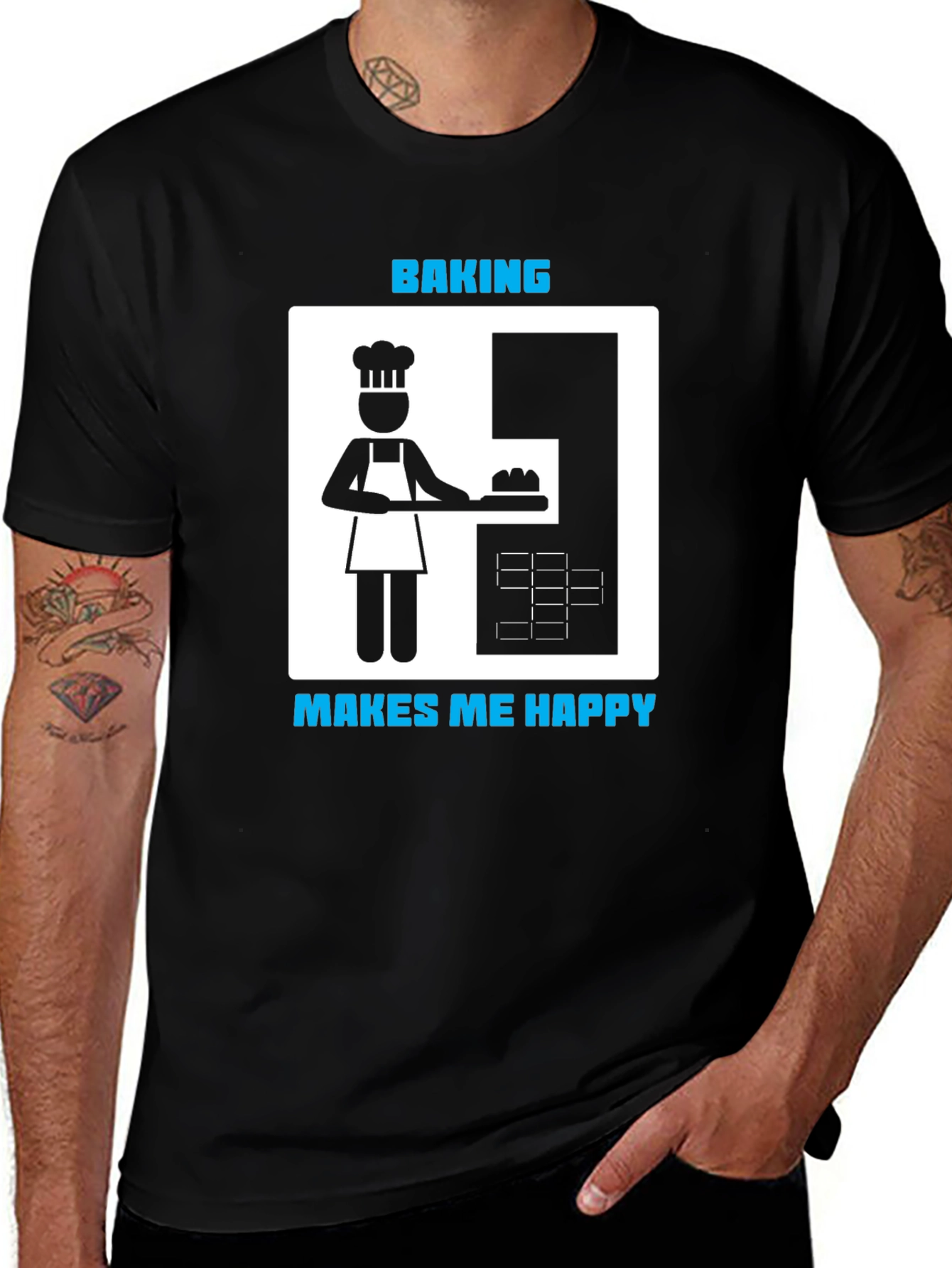 Baking Makes Me Happy T-Shirt - Funny Baker Tee