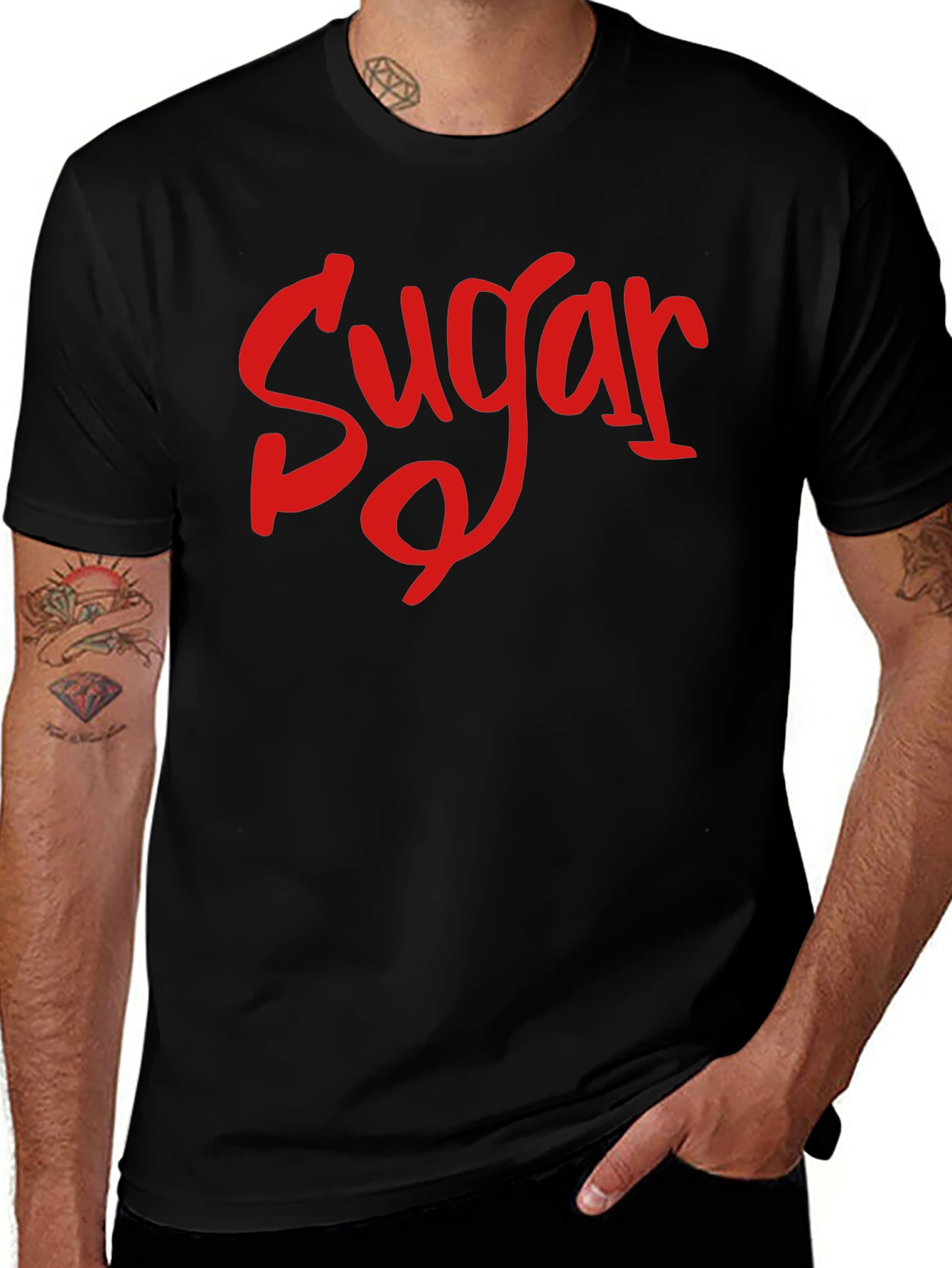 Sugar T-Shirt - Red Text on Black