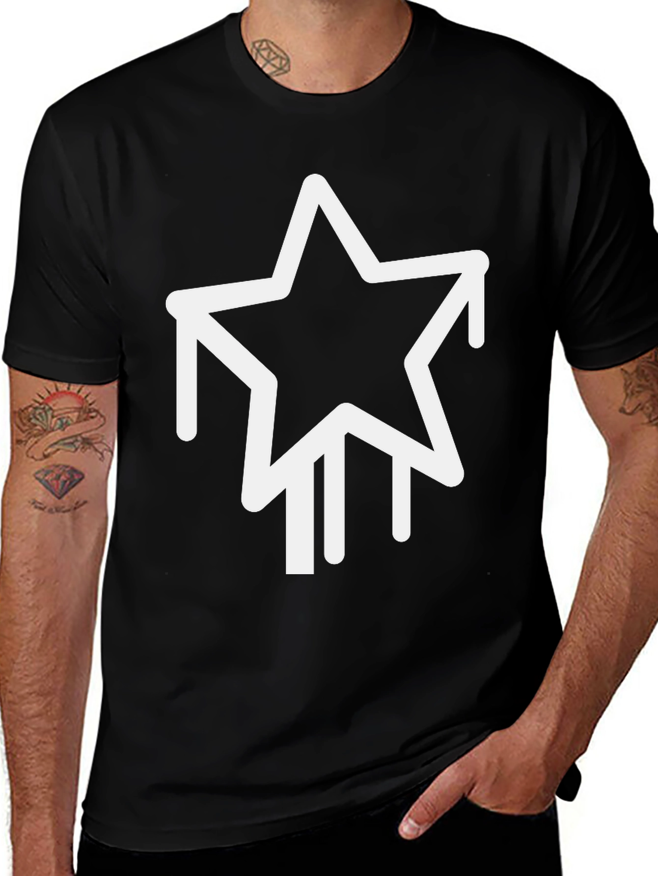 Variant 27 of Black T-Shirt with Dripping Star Graphic