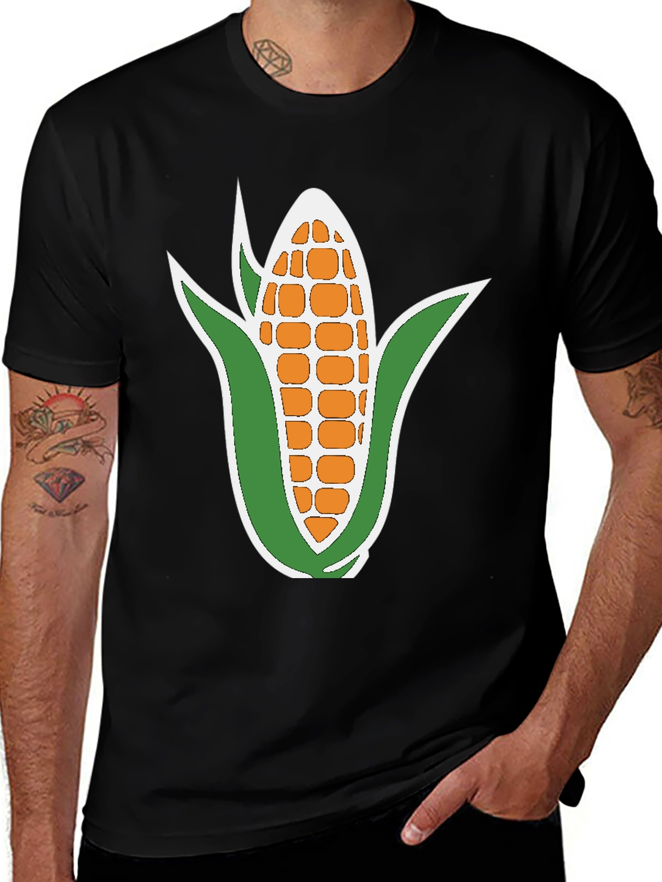 Variant 2 of Corn Graphic T-Shirt - Black Casual Tee
