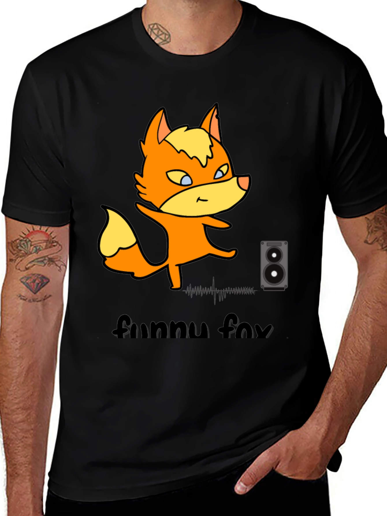 Variant 28 of Funny Fox Graphic Tee - Black Cotton T-Shirt
