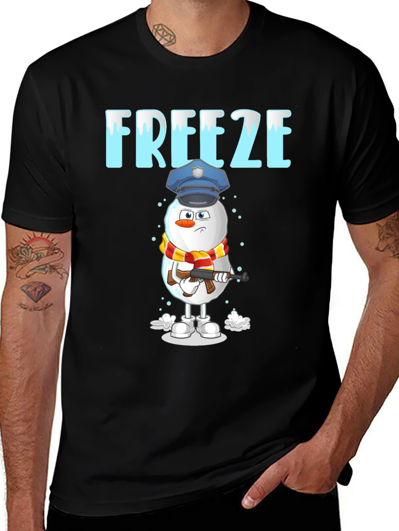 Variant 12 of Funny Freeze Snowman Police T-Shirt