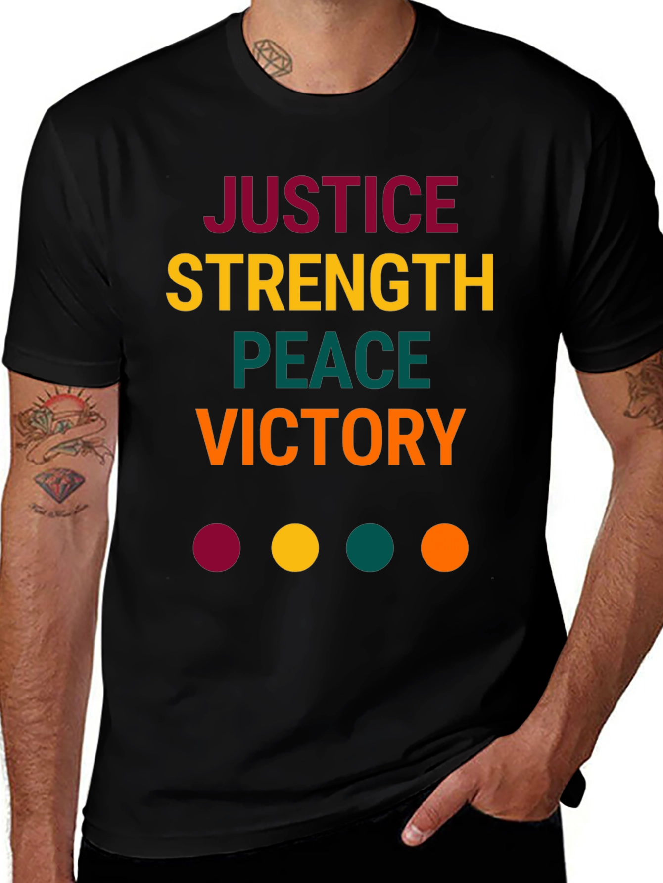 Variant 2 of Justice Strength Peace Victory Graphic Tee