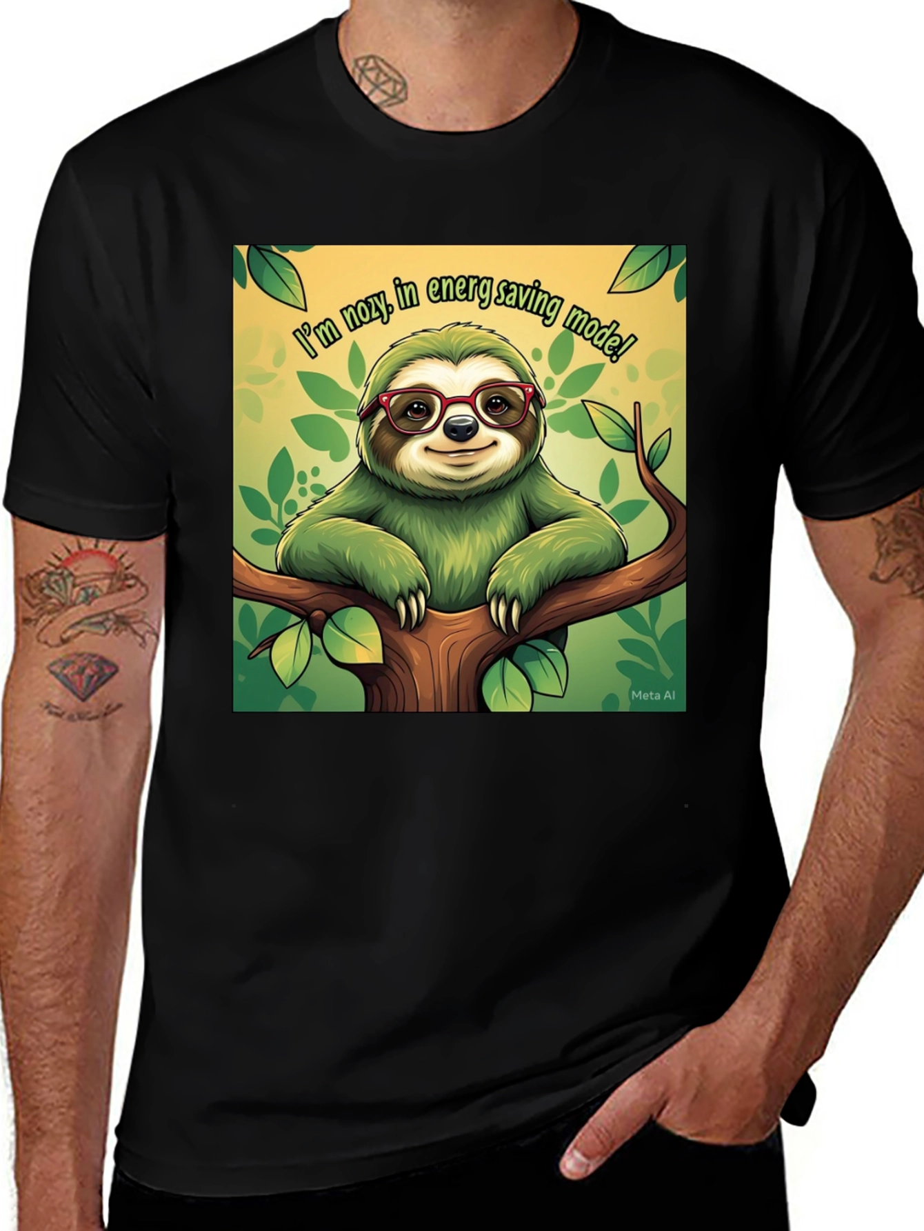 Variant 27 of Funny Sloth in Energy Saving Mode Graphic T-Shirt