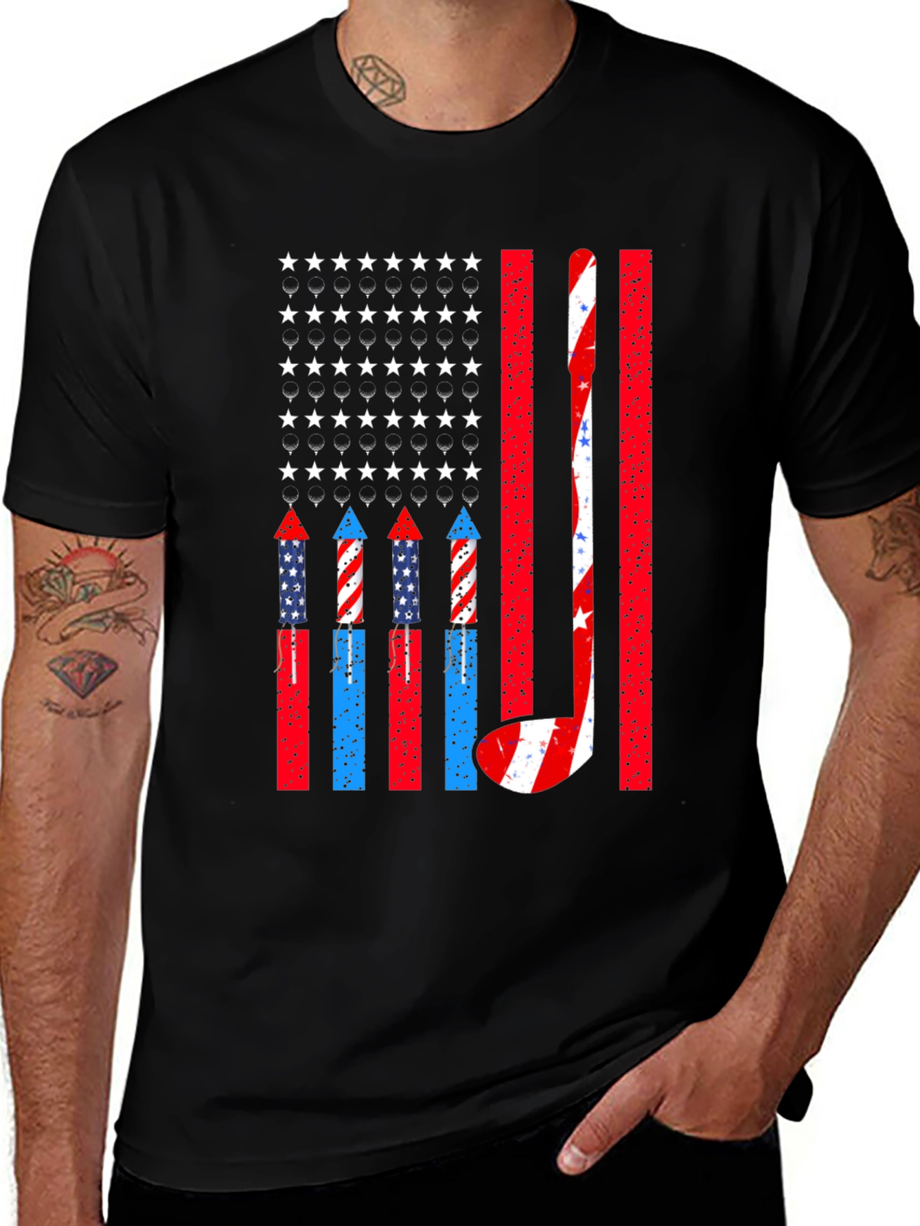 Variant 23 of Patriotic Hockey USA Flag T-Shirt