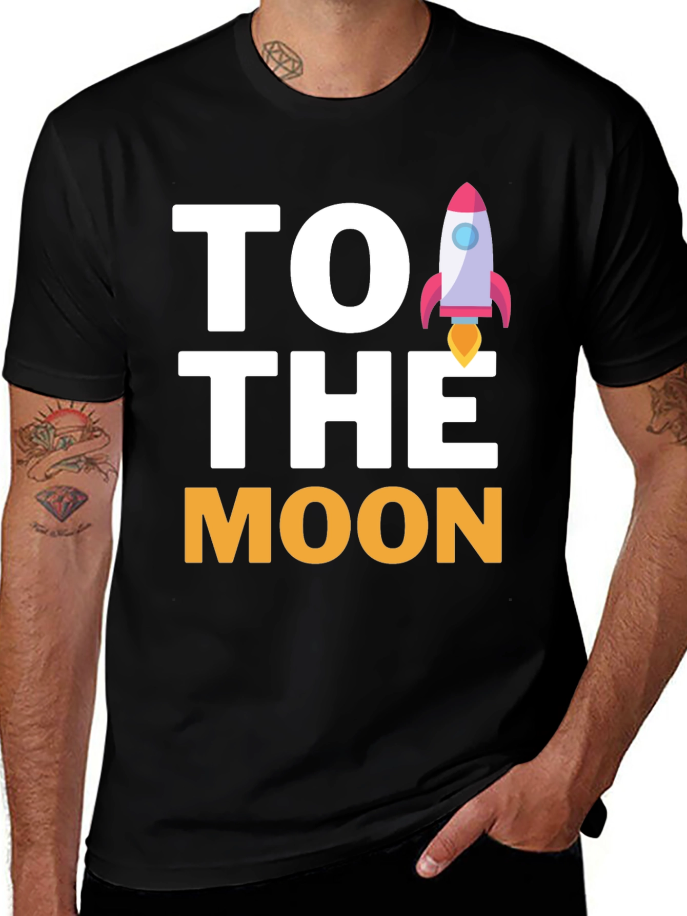 Variant 2 of To The Moon Rocket Graphic Tee - Black