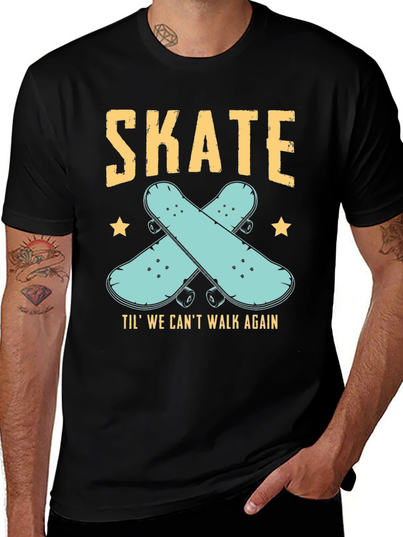 Skate 'Til We Can't Walk Again Black T-Shirt