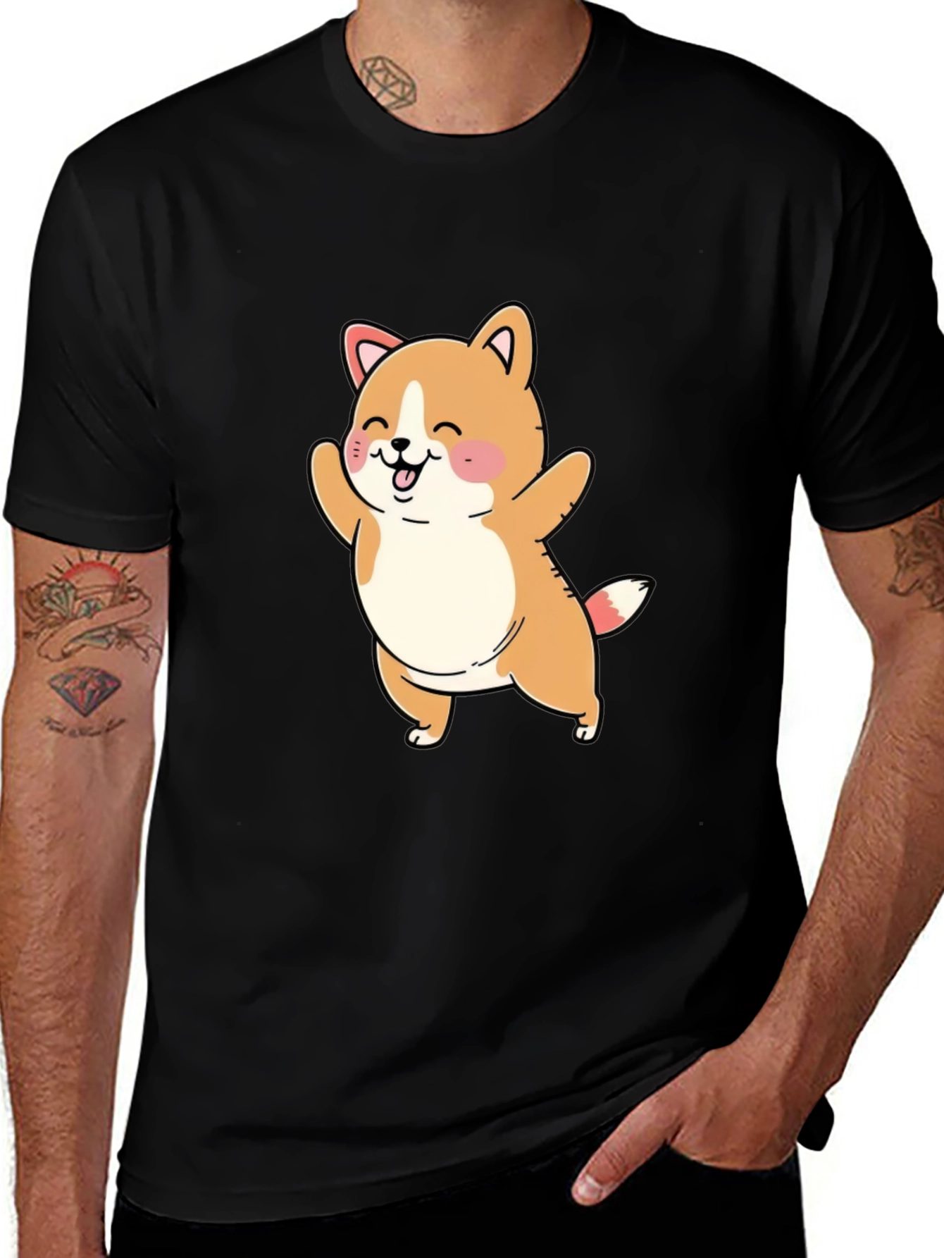 Variant 2 of Cute Cartoon Dog Black T-Shirt