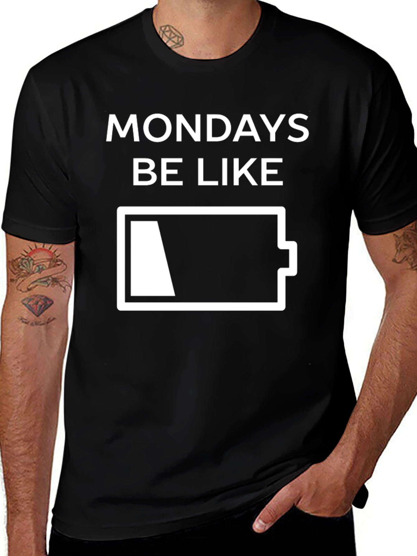 Variant 24 of Mondays Be Like Low Battery Graphic T-Shirt