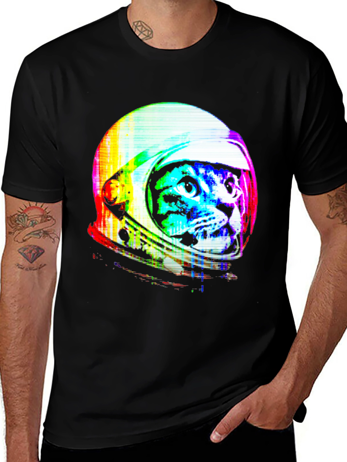 Retro Space Cat T-Shirt - Galaxy Kitten Tee