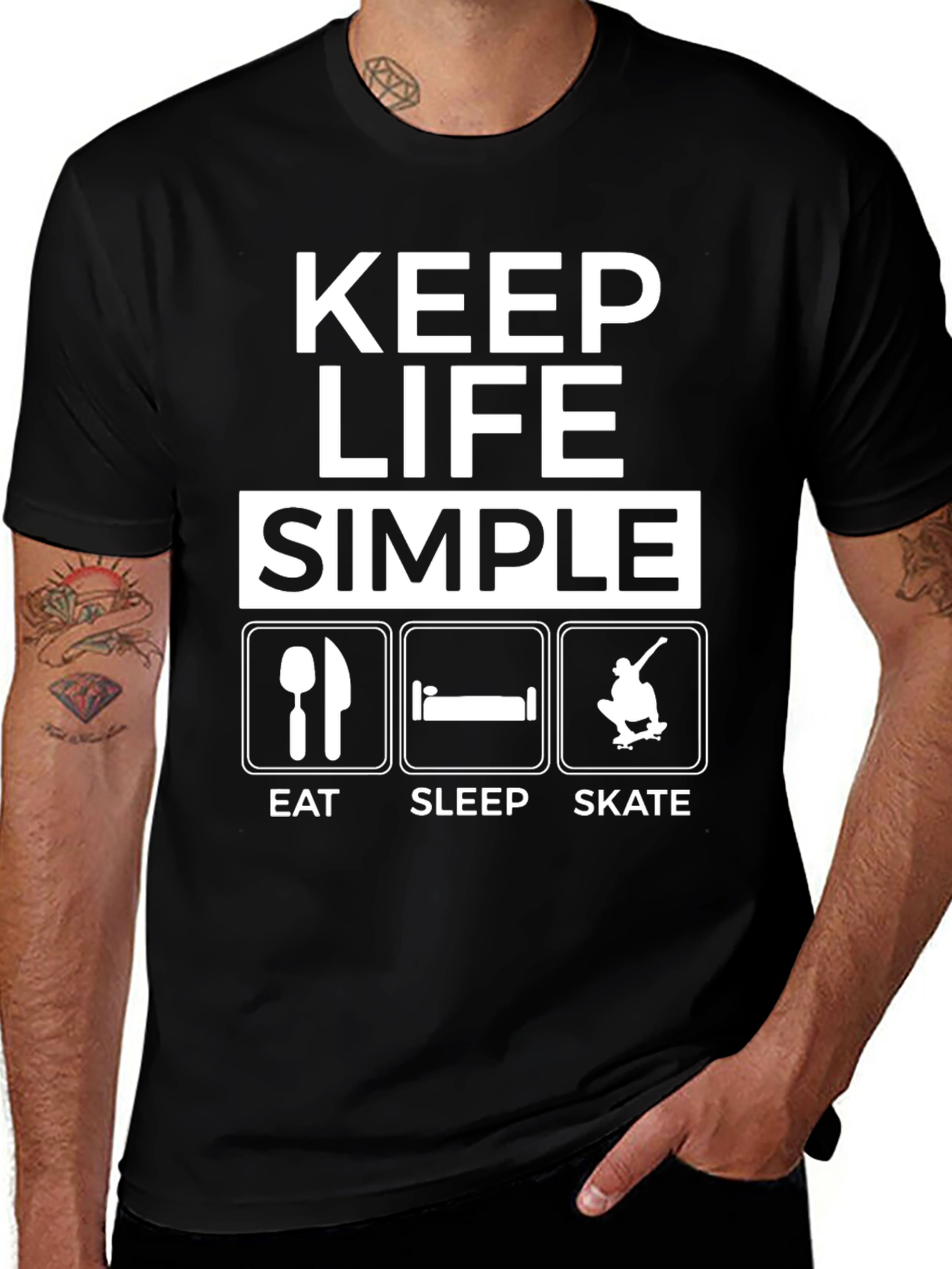Keep Life Simple T-Shirt: Eat, Sleep, Skate