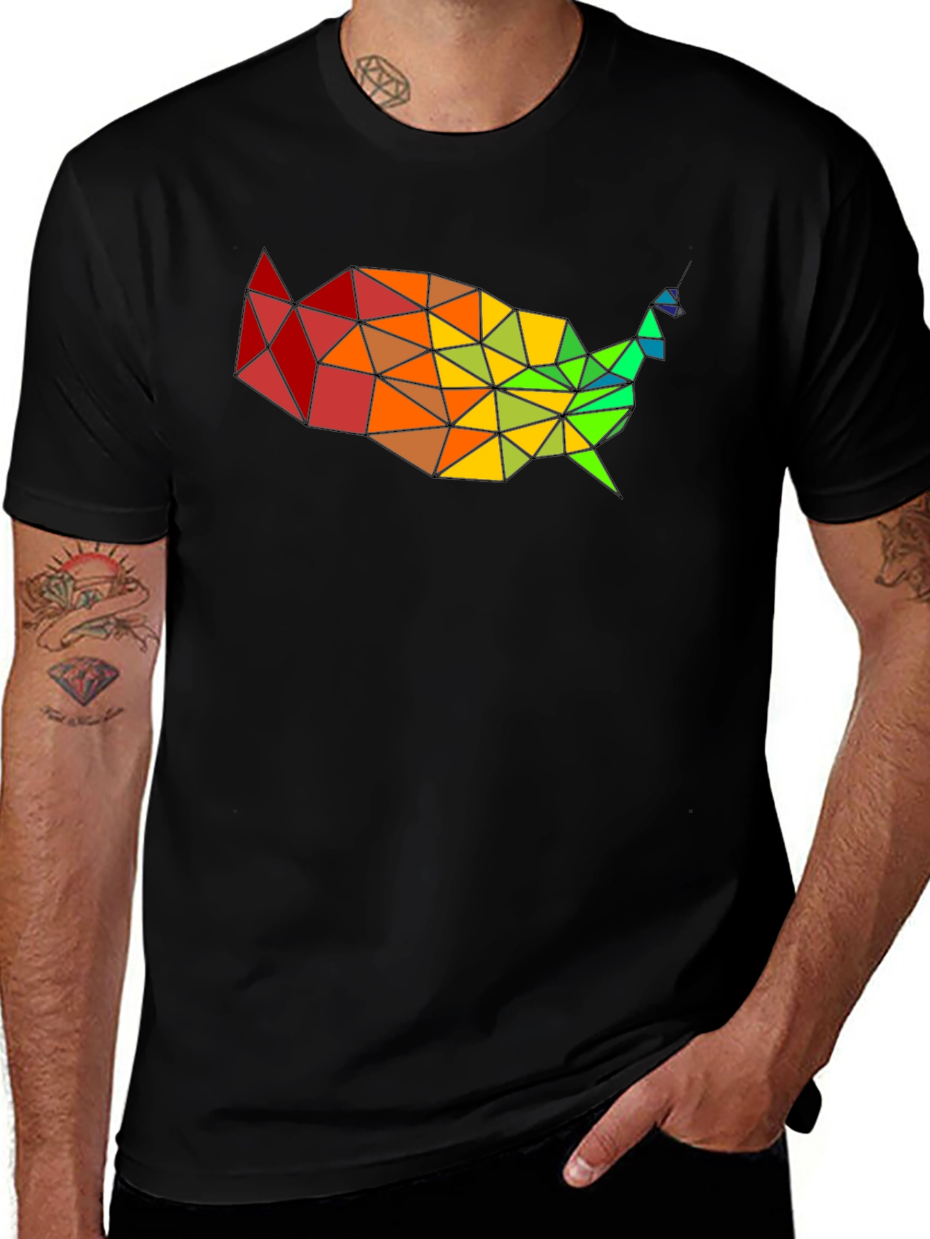 Geometric USA Map T-Shirt - Modern Design