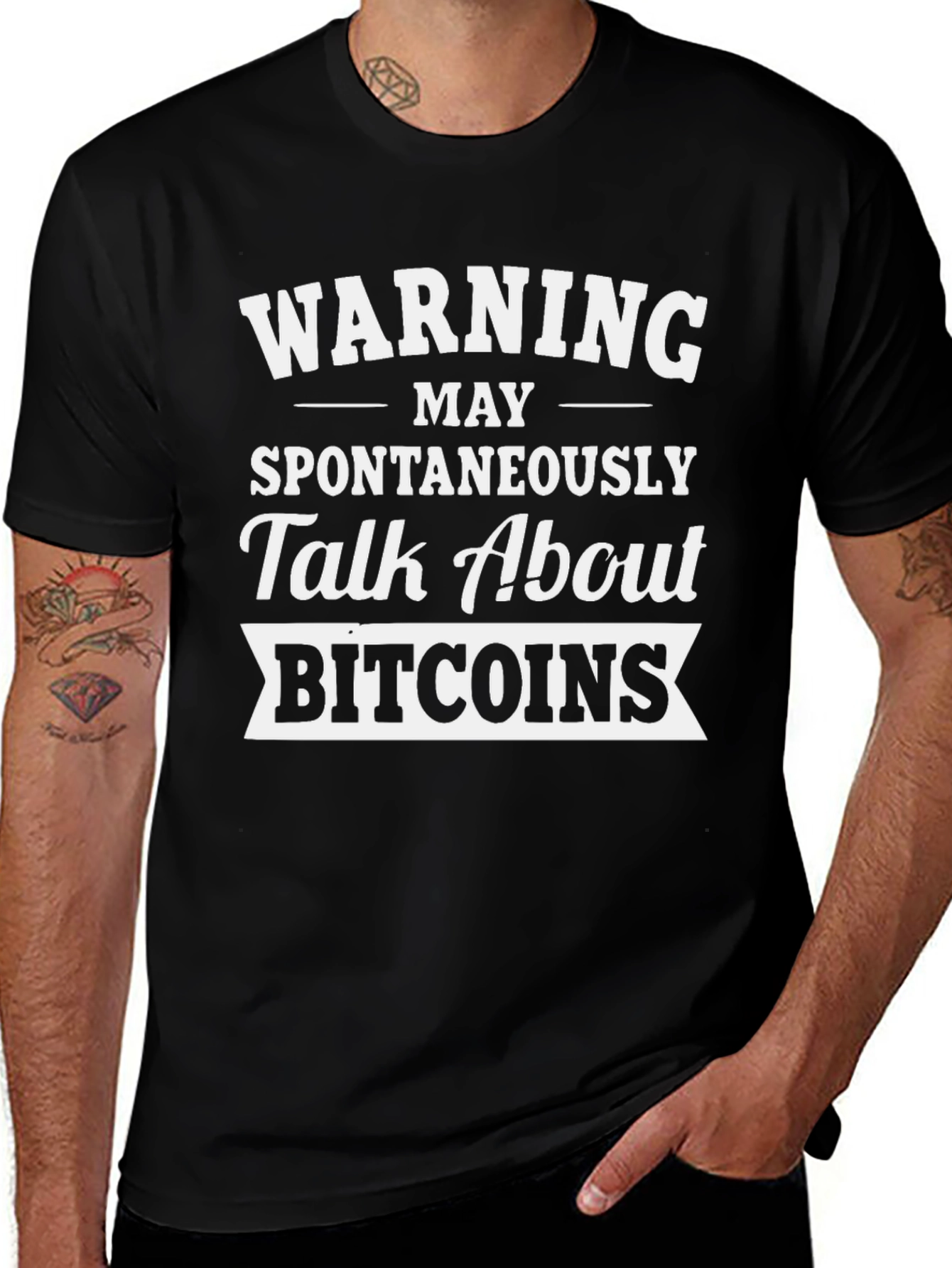 Variant 29 of Warning May Spontaneously Talk About Bitcoins T-Shirt