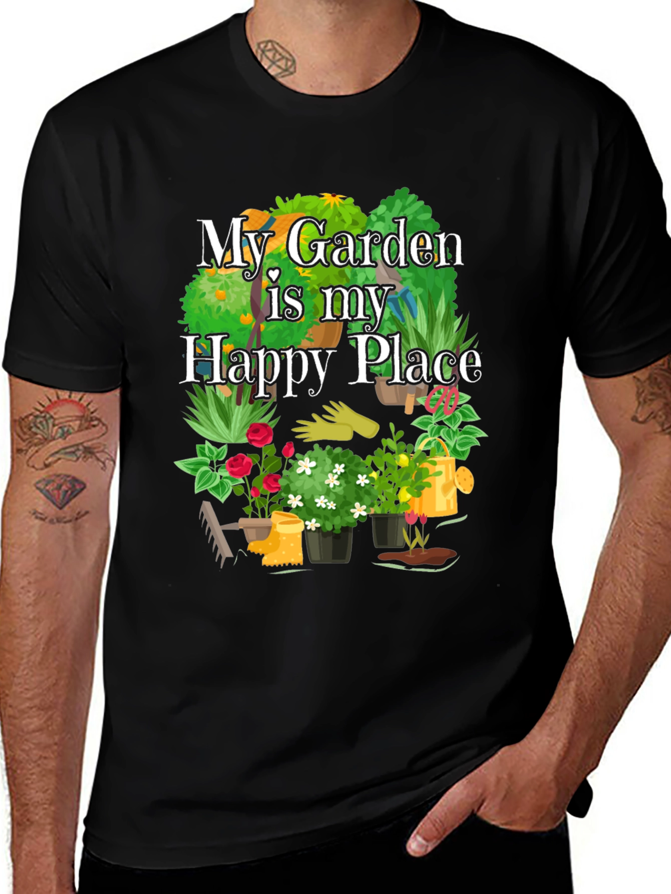 Variant 21 of My Garden is My Happy Place Black T-Shirt