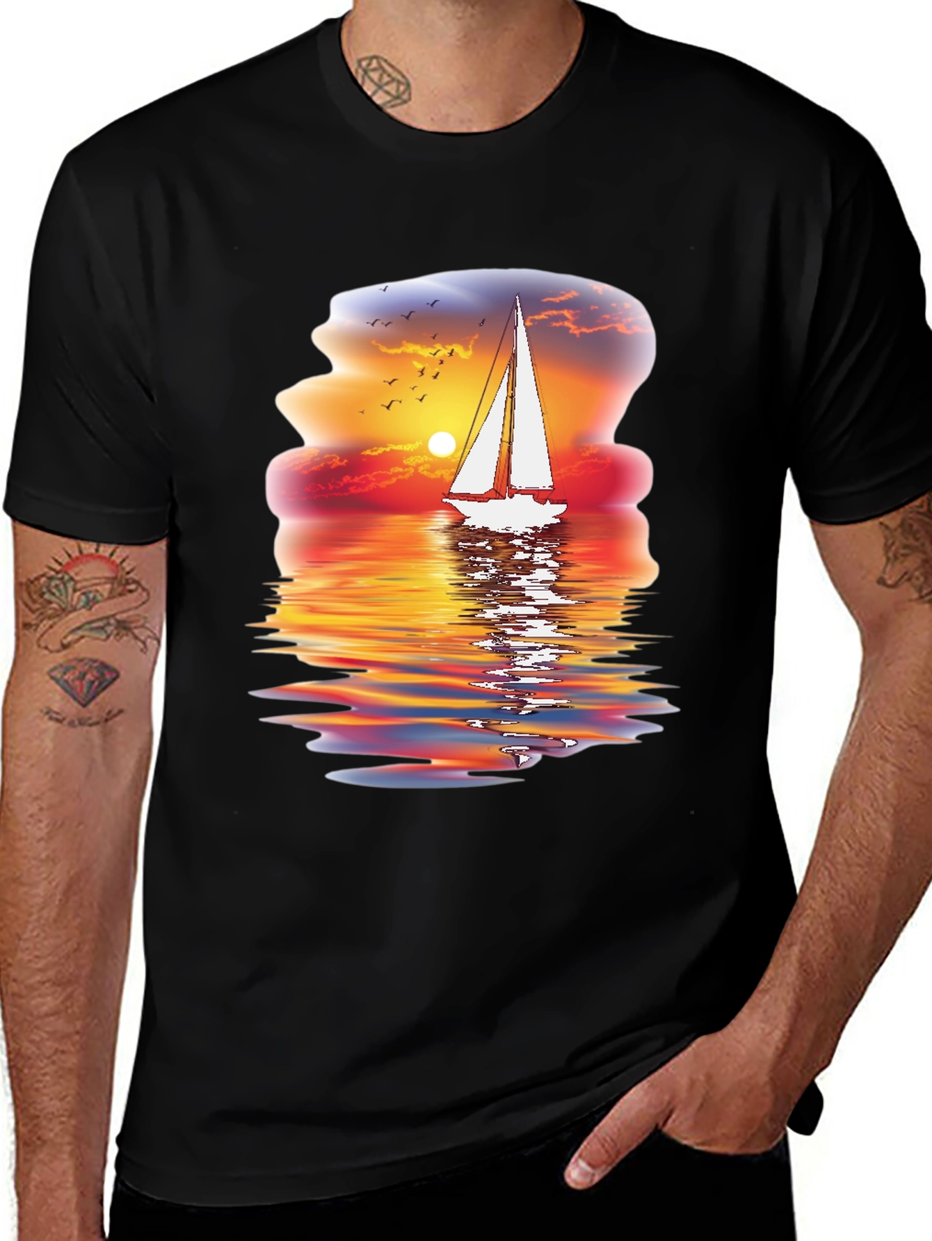 Sunset Sailboat Graphic Tee - Stylish and Unique