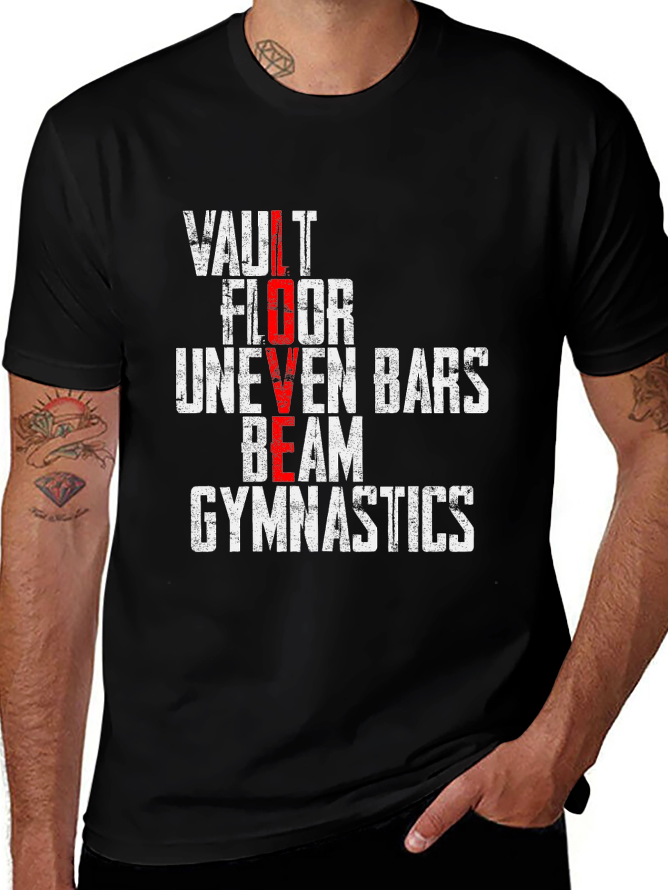Variant 6 of Gymnastics LOVE T-Shirt - Vault, Floor, Beam Design
