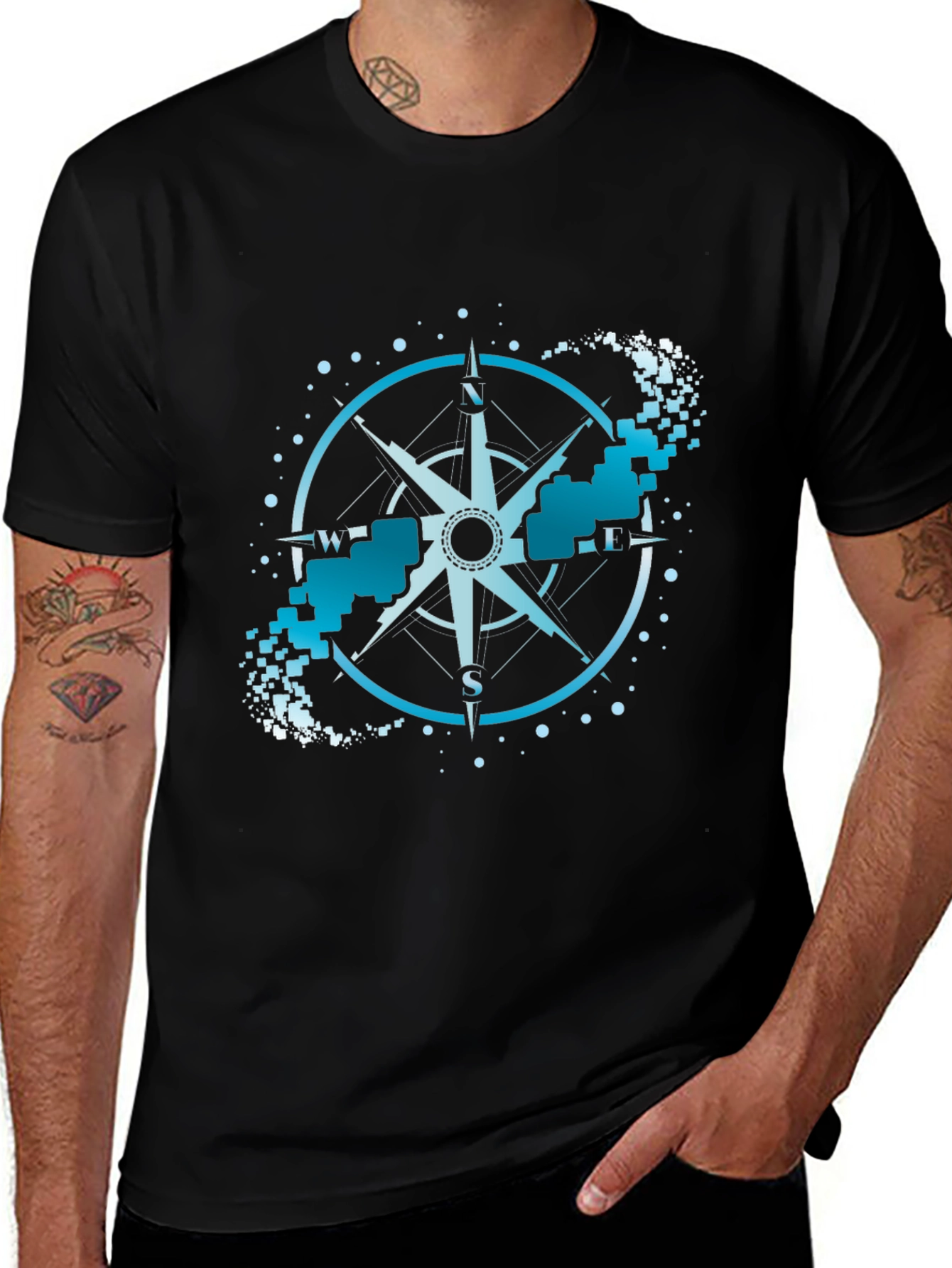 Variant 11 of Compass Graphic Tee - Black Crew Neck