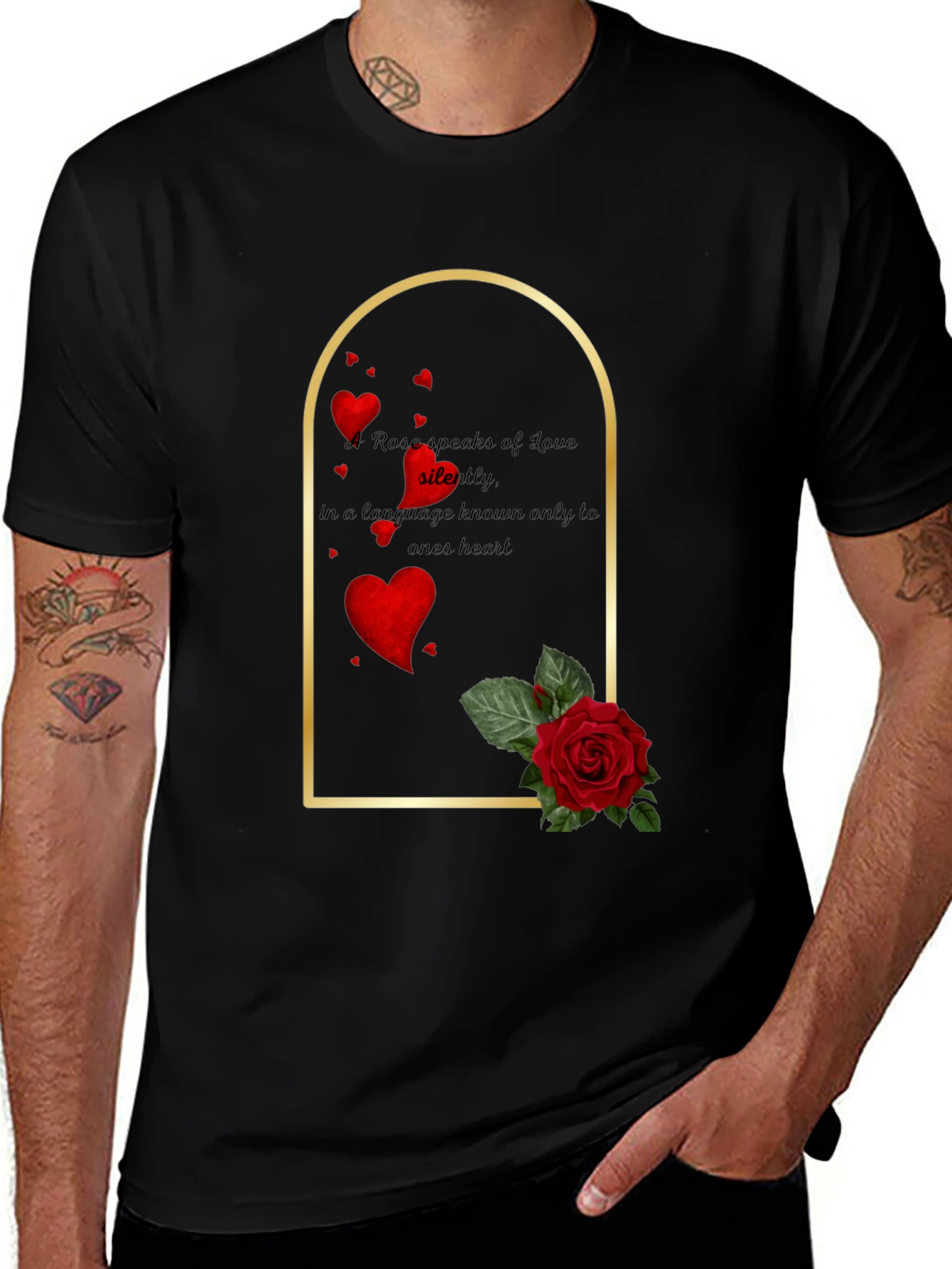 Variant 17 of Rose Love T-Shirt - Silent Language Heart Tee