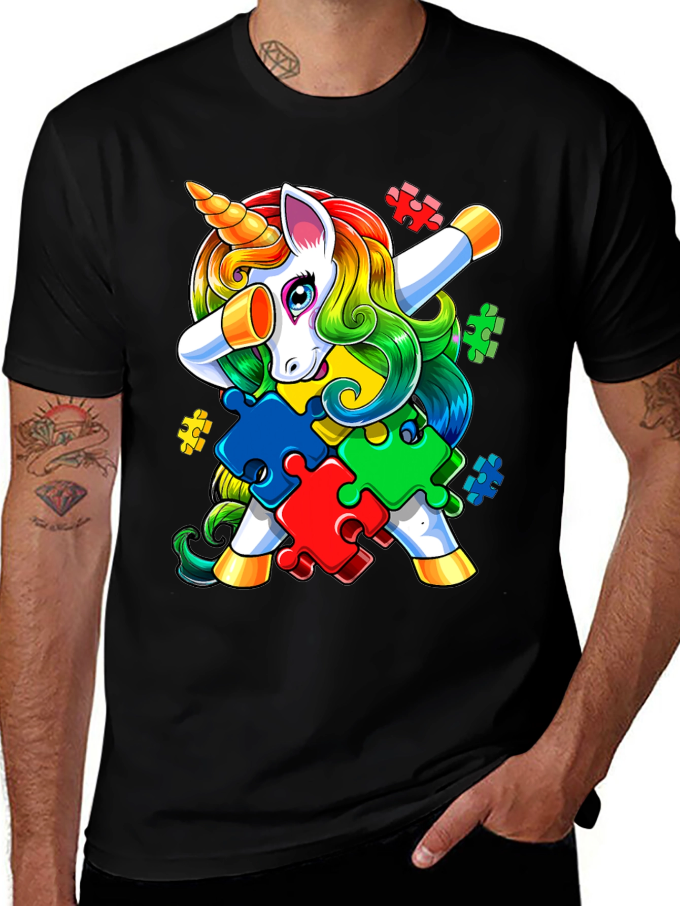 Variant 8 of Unicorn Autism Awareness Puzzle T-Shirt