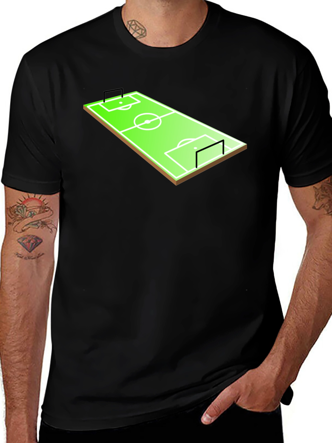 Variant 22 of Soccer Field T-Shirt - Black Graphic Tee