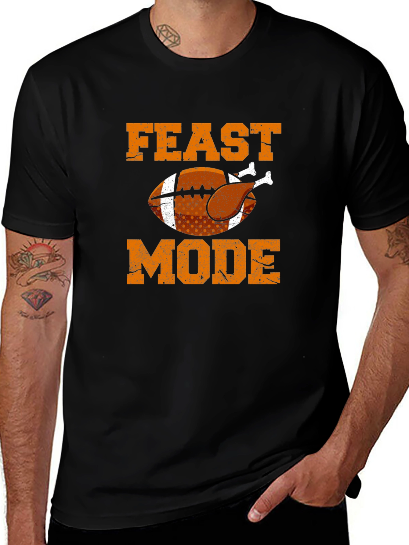 Feast Mode Football Turkey Graphic T-Shirt