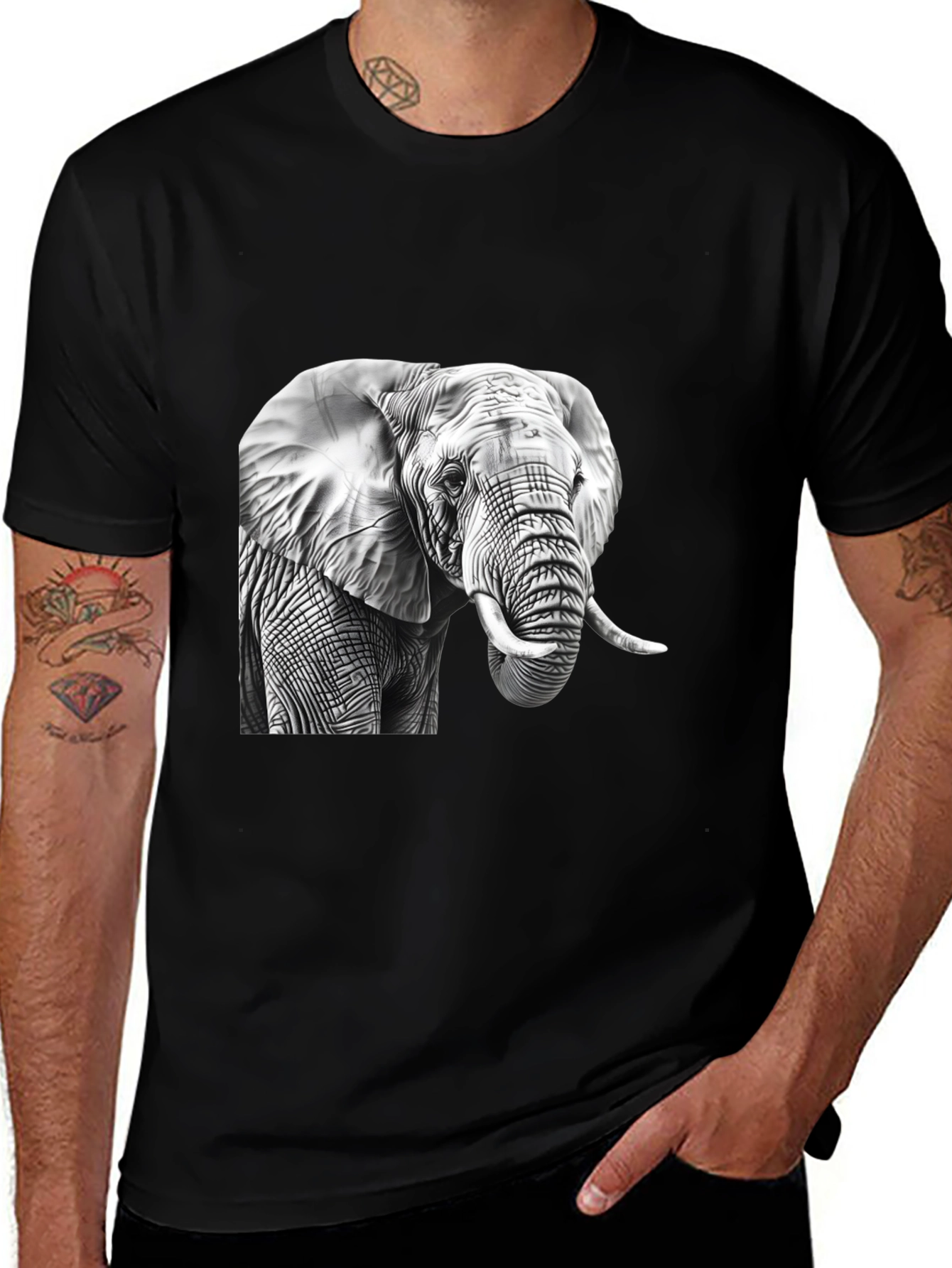 Elephant Graphic Tee - Men's Black T-Shirt