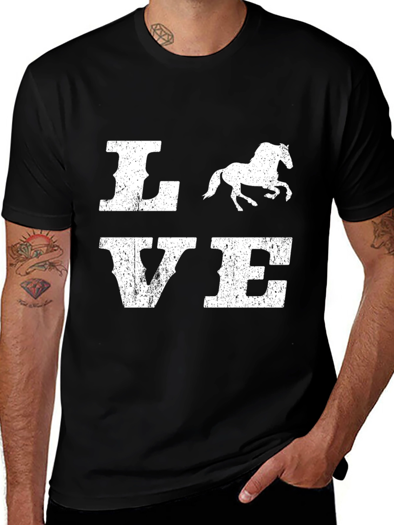 Variant 17 of Love Horse Graphic Print Black T-Shirt