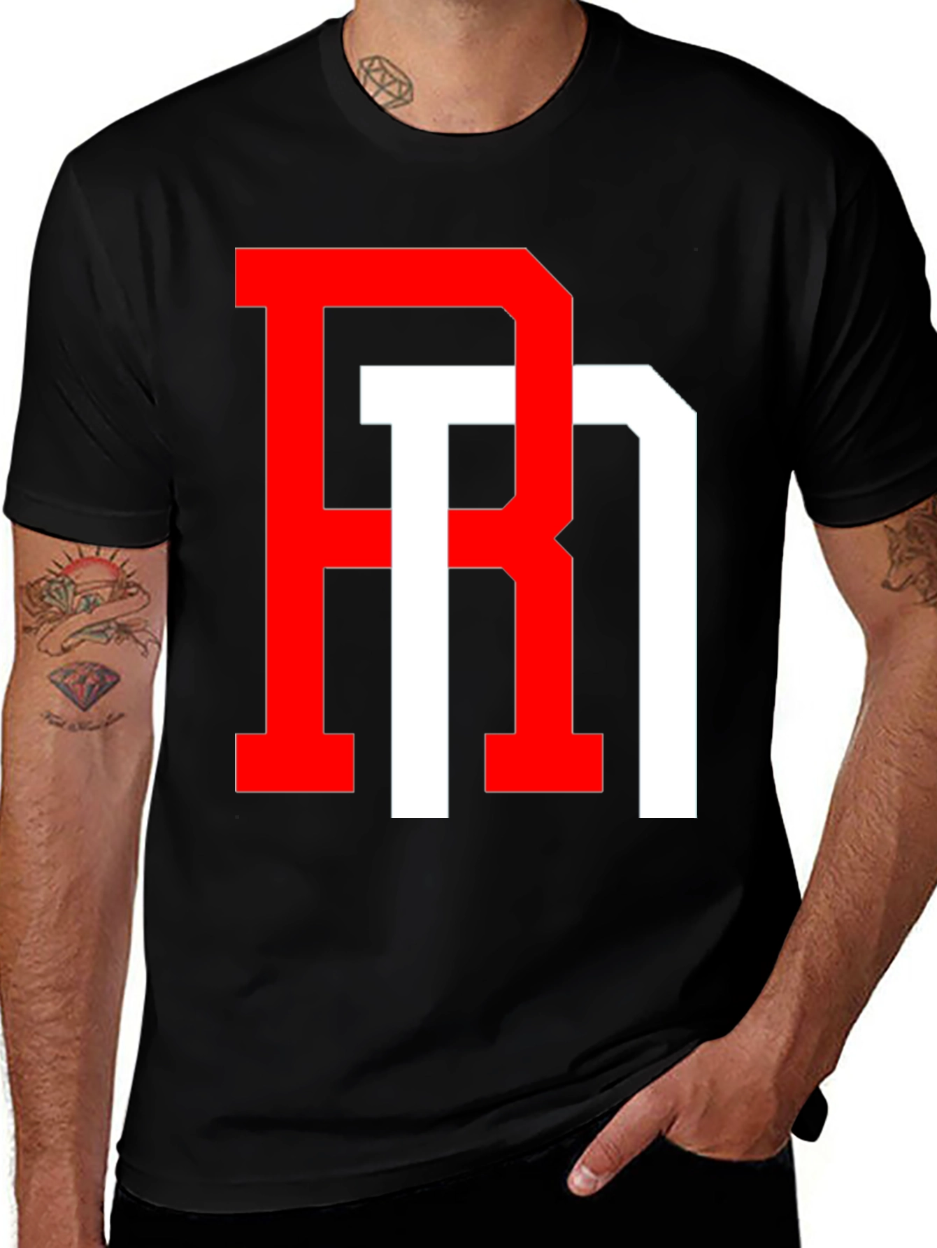 Variant 15 of Bold Initial Graphic T-Shirt - Red and White Design