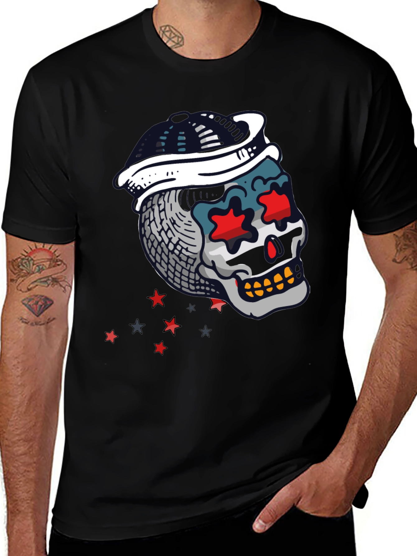 Variant 8 of Sugar Skull Bandana T-Shirt - Cool Graphic Tee