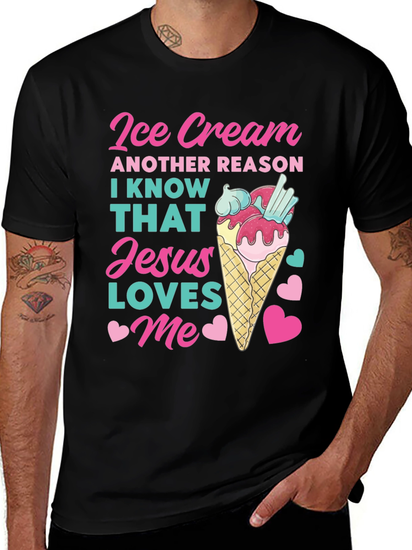 Variant 3 of Ice Cream Jesus Loves Me Graphic T-Shirt