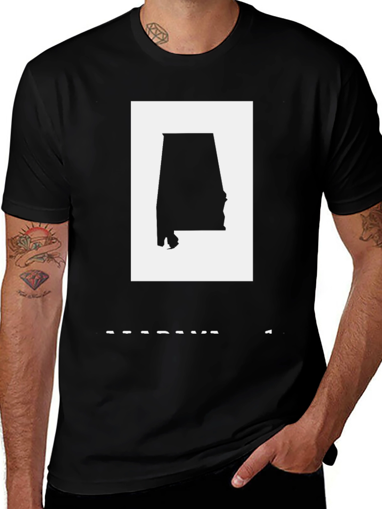 Variant 29 of Alabama State Outline Tee - Black Graphic T-Shirt