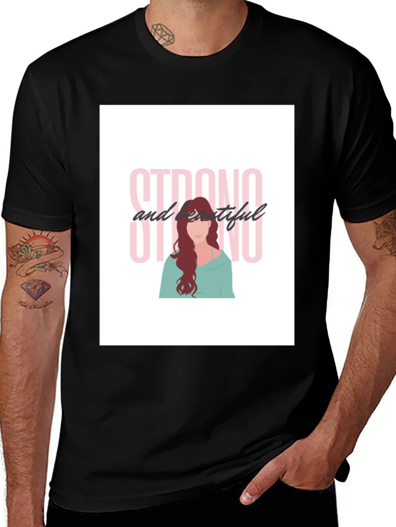 Variant 13 of Strong and Beautiful Black T-Shirt