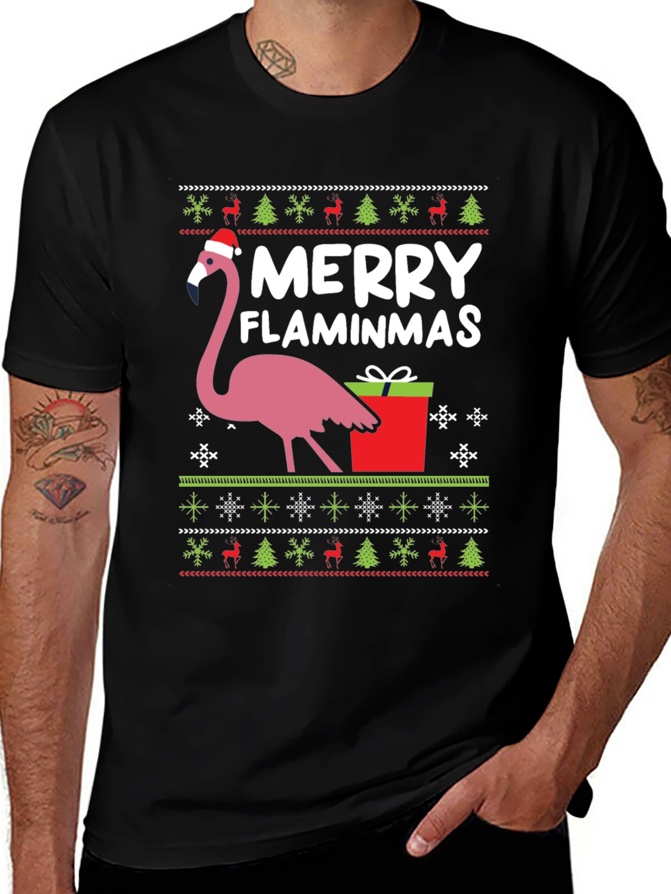 Merry Flamin'mas Flamingo Christmas Holiday T-Shirt
