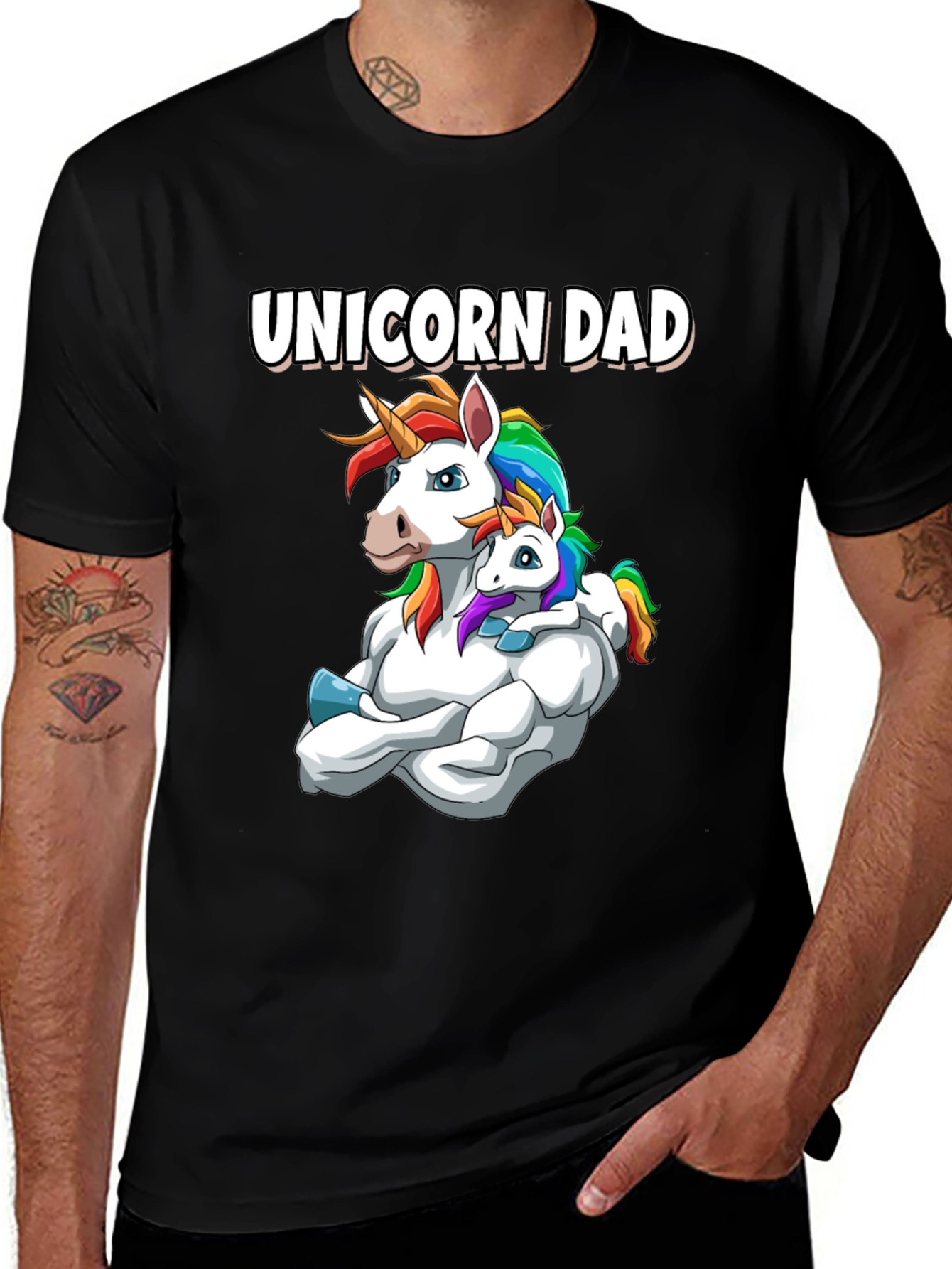 Variant 11 of Unicorn Dad Graphic T-Shirt - Black