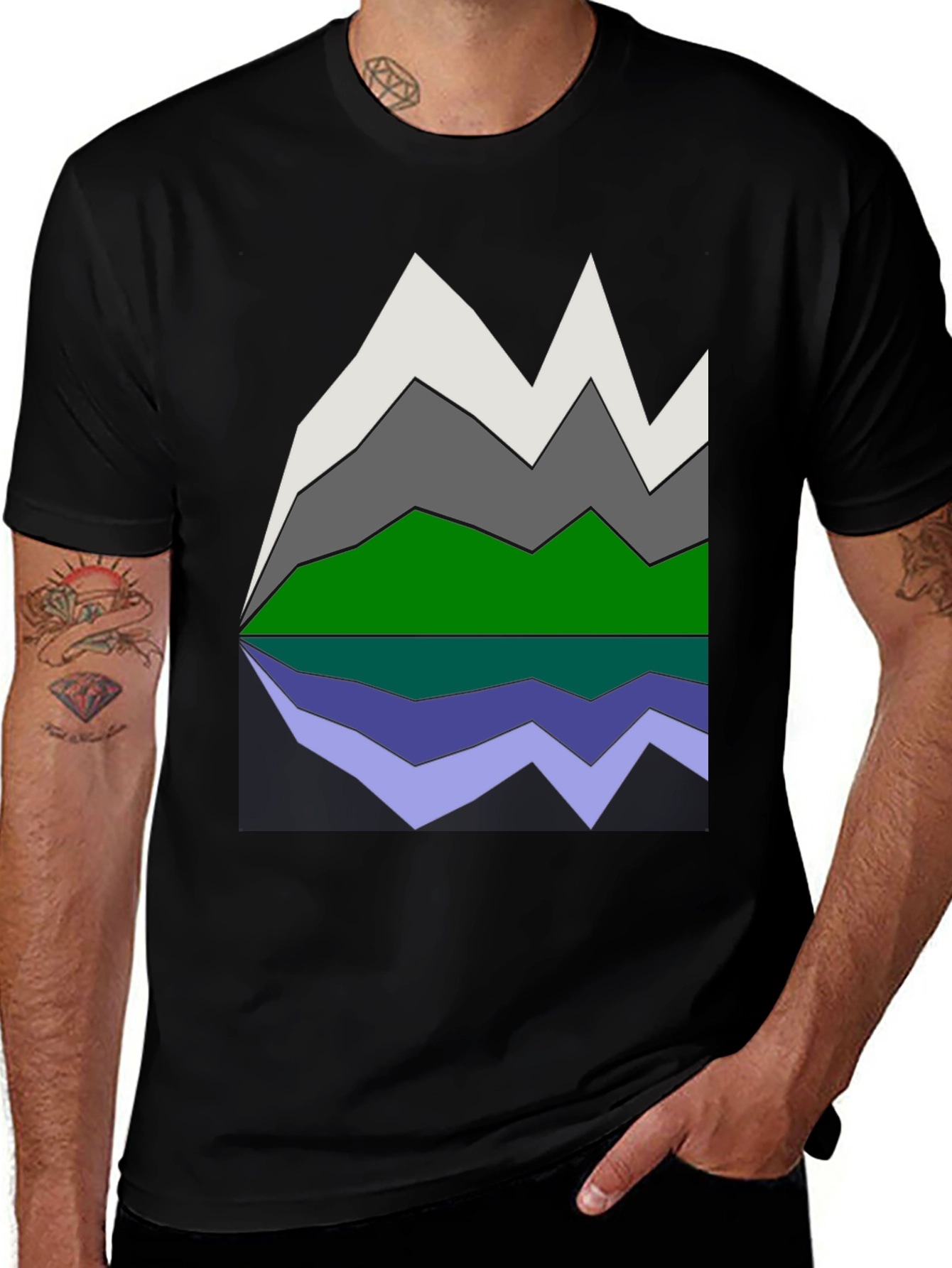 Variant 20 of Geometric Mountain Peak Graphic Tee - Modern Minimalist Style