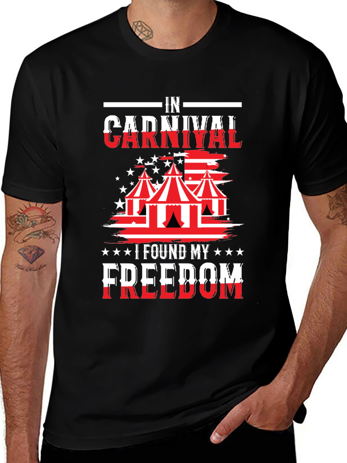 Variant 4 of Carnival Freedom Graphic Tee - Black Cotton