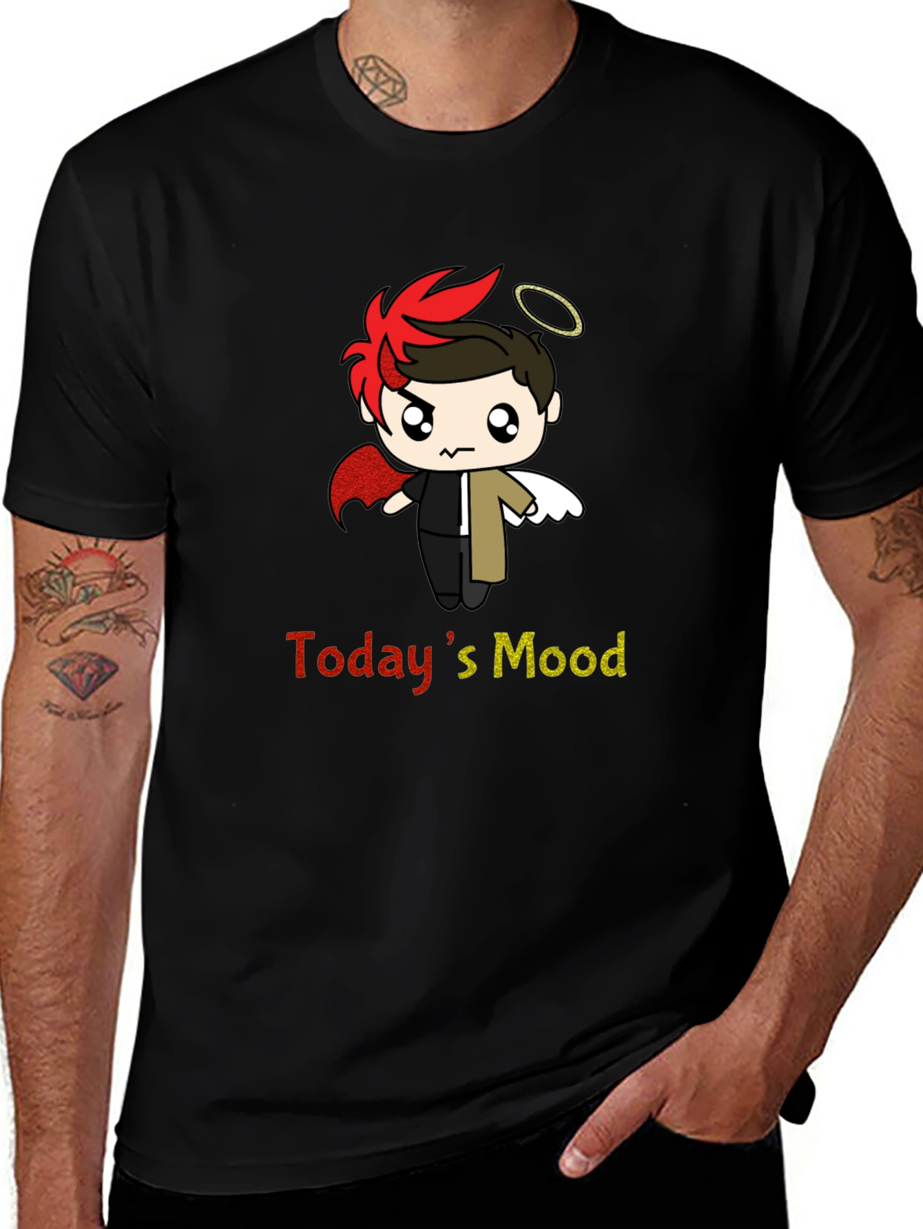 Today's Mood T-Shirt - Angel Devil Cartoon