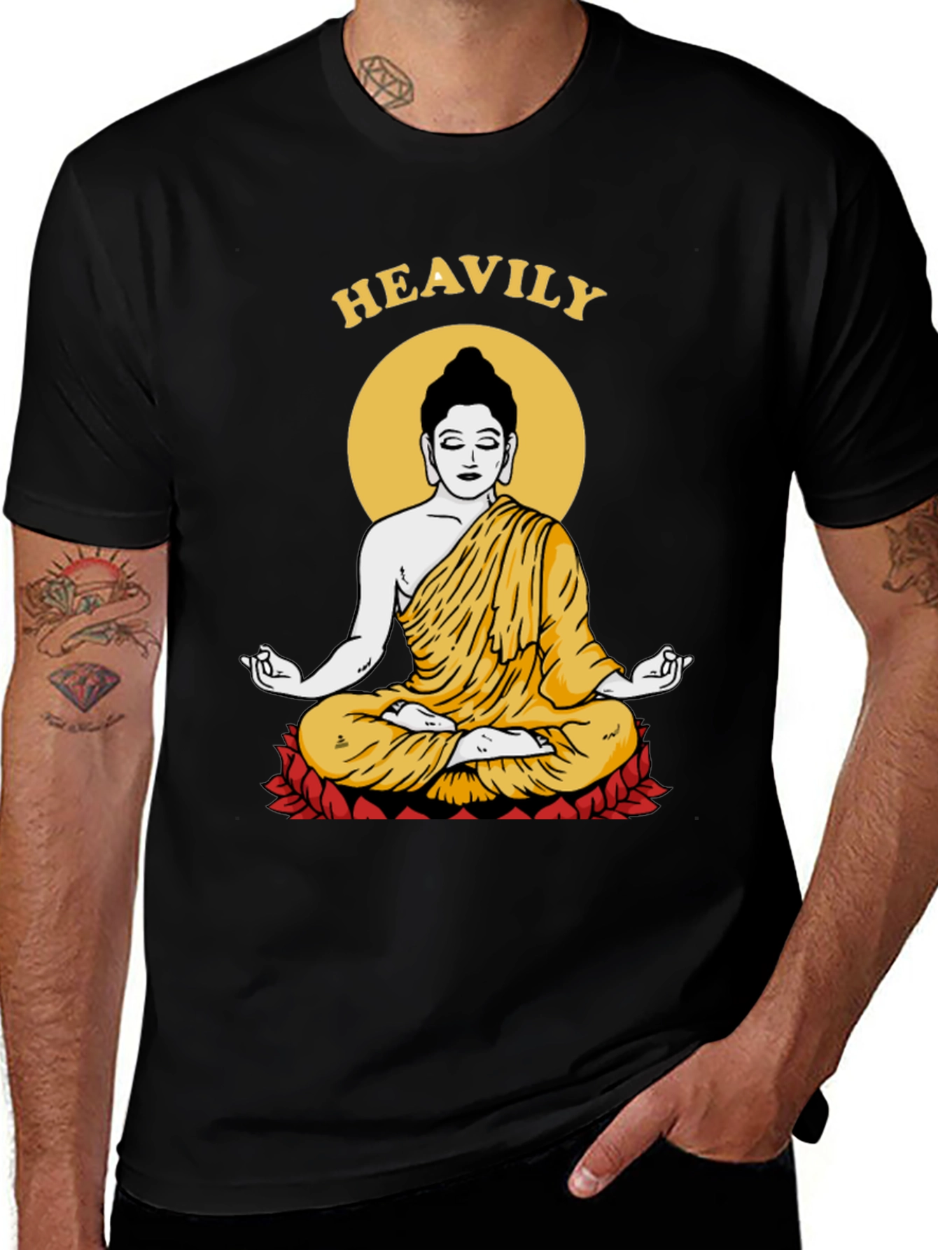 Heavily Meditating Buddha Graphic T-Shirt